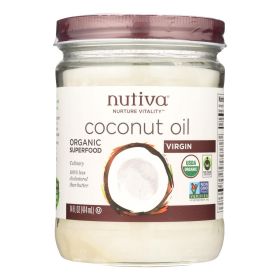 Nutiva Coconut Oil - Organic - Superfood - Virgin - Unrefined - 14 oz - Case of 6 - 1701218