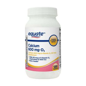 Equate Calcium + D3 Tablets Dietary Supplement;  600 mg;  120 Count - Equate
