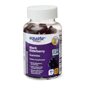 Equate Black Elderberry Gummies;  Immune Health Support;  60 Count - Equate