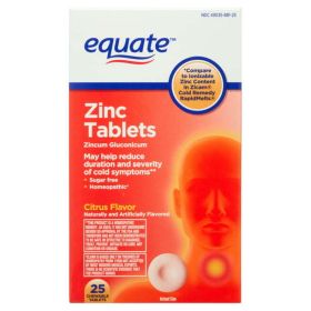 Equate Zinc Chewable Tablets;  Citrus Flavor;  25 Count - Equate