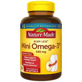 Nature Made Fish Oil Burp-Less Mini 540 mg Omega-3 Supplement;  120 Count - Nature Made