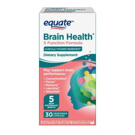 Equate Brain Health 5 Function Formula Capsules Dietary Supplement;  30 Count - Equate
