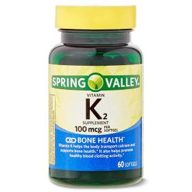 Spring Valley Vitamin K2 Supplement Soft Gel Capsules;  100 mcg;  60 Count - Spring Valley