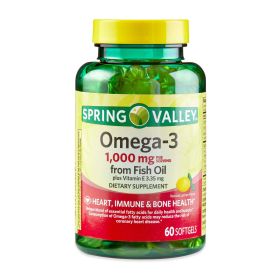 Spring Valley Fish Oil Dietary Supplement Softgels;  1000 mg;  60 Count - Spring Valley