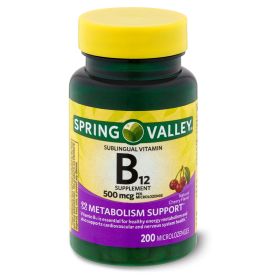 Spring Valley Vitamin B12 Microlozenges;  Vitamin Supplement;  500 mcg;  200 Count - Spring Valley
