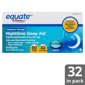 Equate Maximum Strength Nighttime Sleep Aid Softgels;  50 mg;  32 Count - Equate