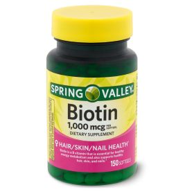 Spring Valley Biotin Softgels;  1000 mcg;  150 Count - Spring Valley