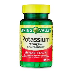 Spring Valley Potassium Caplets Dietary Supplement;  99 mg;  100 Count - Spring Valley