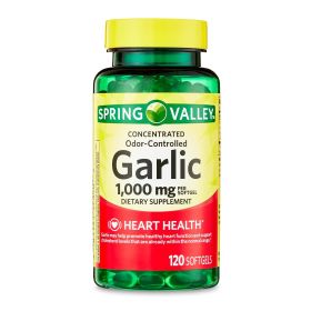 Spring Valley Odor-Controlled Garlic Softgels Dietary Supplement;  1; 000 mg;  120 Count - Spring Valley