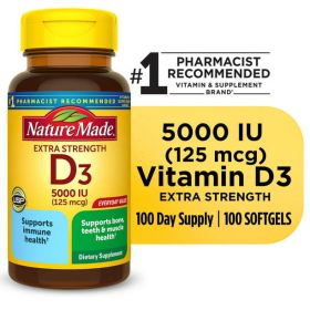 Nature Made Extra Strength Vitamin D3 5000 IU Softgels;  125 mcg;  100 Count - Nature Made