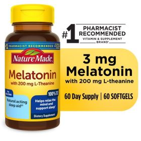 Nature Made Melatonin 3mg with L-Theanine 200 mg Softgels;  60 Count - Nature Made