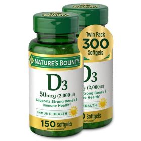 Nature's Bounty 2000 IU Vitamin D3 Softgels;  50 mcg;  150 Count;  2 Pack - Nature's Bounty