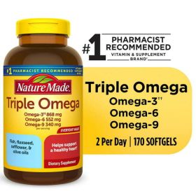 Nature Made Triple Omega 3 6 9 Softgels;  Dietary Supplement;  170 Count - Nature Made