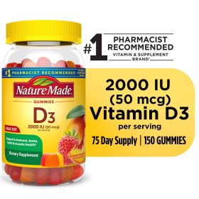 Nature Made Vitamin D3 2000 IU (50 mcg) Per Serving Gummies;  150 Count - Nature Made
