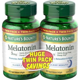 Nature's Bounty Melatonin;  5 mg;  Twin Pack - Nature's Bounty