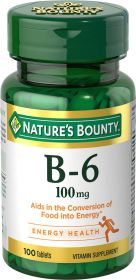 Nature's Bounty Vitamin B-6 Tablets;  100 mg;  100 Count - Nature's Bounty