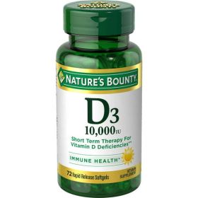 Nature's Bounty Vitamin D3 Softgels;  250 mcg;  10000 IU;  72 Count - Nature's Bounty