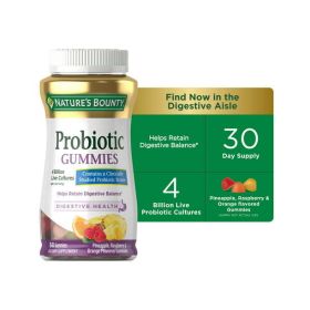 Nature's Bounty Probiotic Gummies;  Digestive Health;  Multi-Flavored;  60 Count - Nature's Bounty