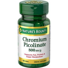 Nature's Bounty Chromium Picolinate Tablets;  800 mcg;  50 Count - Nature's Bounty