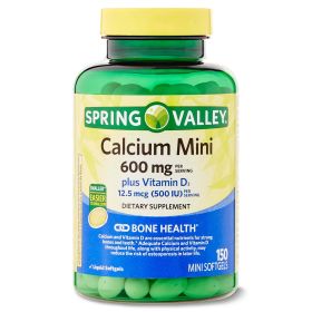 Spring Valley Calcium Plus Vitamin D3;  Dietary Supplement;  150 Mini Softgels - Spring Valley
