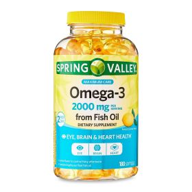 Spring Valley Omega-3 from Fish Oil Maximum Care Softgels;  2000mg;  180 Count - Spring Valley