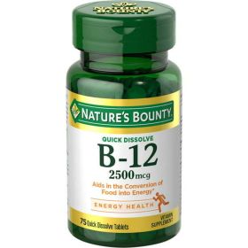 Nature's Bounty Vitamin B12 Quick Dissolve Tablets;  2500 mcg;  75 Count - Nature's Bounty