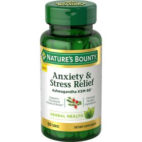 Nature's Bounty Anxiety & Stress Relief Supplement;  Ashwagandha KSM 66;  50 Count - Nature's Bounty