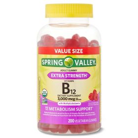 Spring Valley Extra Strength B12 Gummies;  3000 mcg;  200 Count - Spring Valley