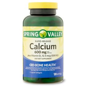 Spring Valley Rapid-Release Calcium;  Dietary Supplement;  600 mg;  120 Count - Spring Valley