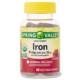 Spring Valley Iron Organic Vegetarian Gummies;  9 mg;  60 Count - Spring Valley
