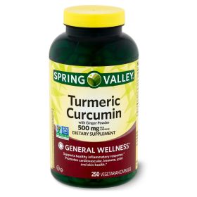 Spring Valley Standardized Extract Turmeric Curcumin Vegetarian Capsules;  500 mg;  250 Count - Spring Valley