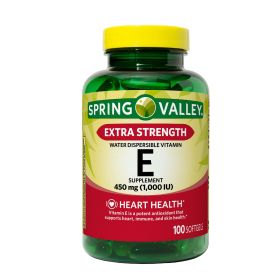 Spring Valley Extra Strength Water Dispersible Vitamin E Softgels Supplement;  450 mg;  100 Count - Spring Valley