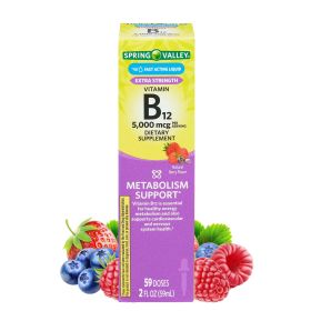 Spring Valley Liquid Vitamin B12 Metabolism Supplement;  5000 mcg;  2 fl oz - Spring Valley