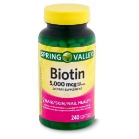 Spring Valley Biotin Dietary Supplement;  5000 mcg;  240 Count - Spring Valley
