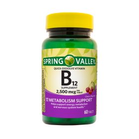 Spring Valley Vitamin B12 Quick-Dissolve Tablets Dietary Supplement;  2500 mcg;  60 Count - Spring Valley