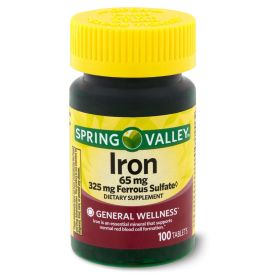 Spring Valley Iron Tablets;  65 mg;  100 Count - Spring Valley