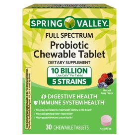Spring Valley Full Spectrum Probiotic Supplement Chewable Tablet;  30 Count - Spring Valley