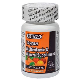 Deva Vegan Vitamins - Multivitamin and Mineral Supplement - 90 Tiny Tablets - 0684209