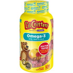 L'il Critters Kids Omega-3 DHA;  EPA and ALA Gummy;  120 Count - L'il Critters