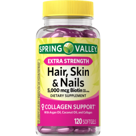 Spring Valley Hair;  Skin & Nails Dietary Supplement Gel Capsules;  5; 000 Mcg;  120 Count - Spring Valley