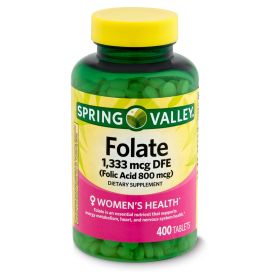 Spring Valley Folate Dietary Supplement;  1; 333 mcg;  400 Count - Spring Valley