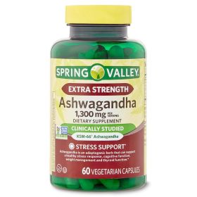 Spring Valley Extra Strength Ashwagandha Dietary Supplement;  1300 mg;  60 Vegetarian Capsules - Spring Valley