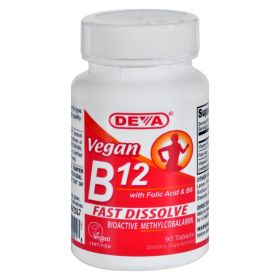 Deva Vegan Vitamins - B12 Sublingual - 90 Sublingual Tablets - 911727