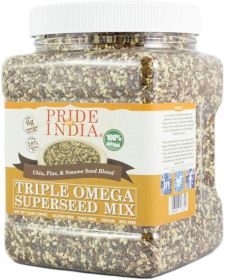 Pride Of India - Triple Omega Superseed Mix - Protein, Fiber, Calcium, Iron, Omega-3, Omega-6, Thiamin Rich Superfood w/Chia Flax & Sesame Seeds, - 2.