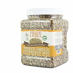 Pride Of India - Triple Omega Superseed Mix - Protein, Fiber, Calcium, Iron, Omega-3, Omega-6, Thiamin Rich Superfood w/Chia Flax & Sesame Seeds, - 1.
